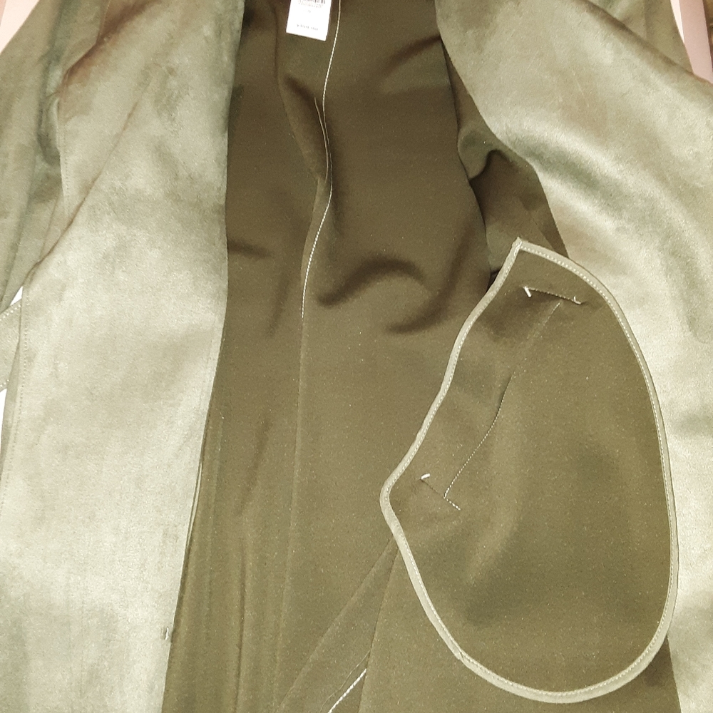 ATF Olive Green Faux Suede Trench Jacket. Size S. - Picture 6 of 8
